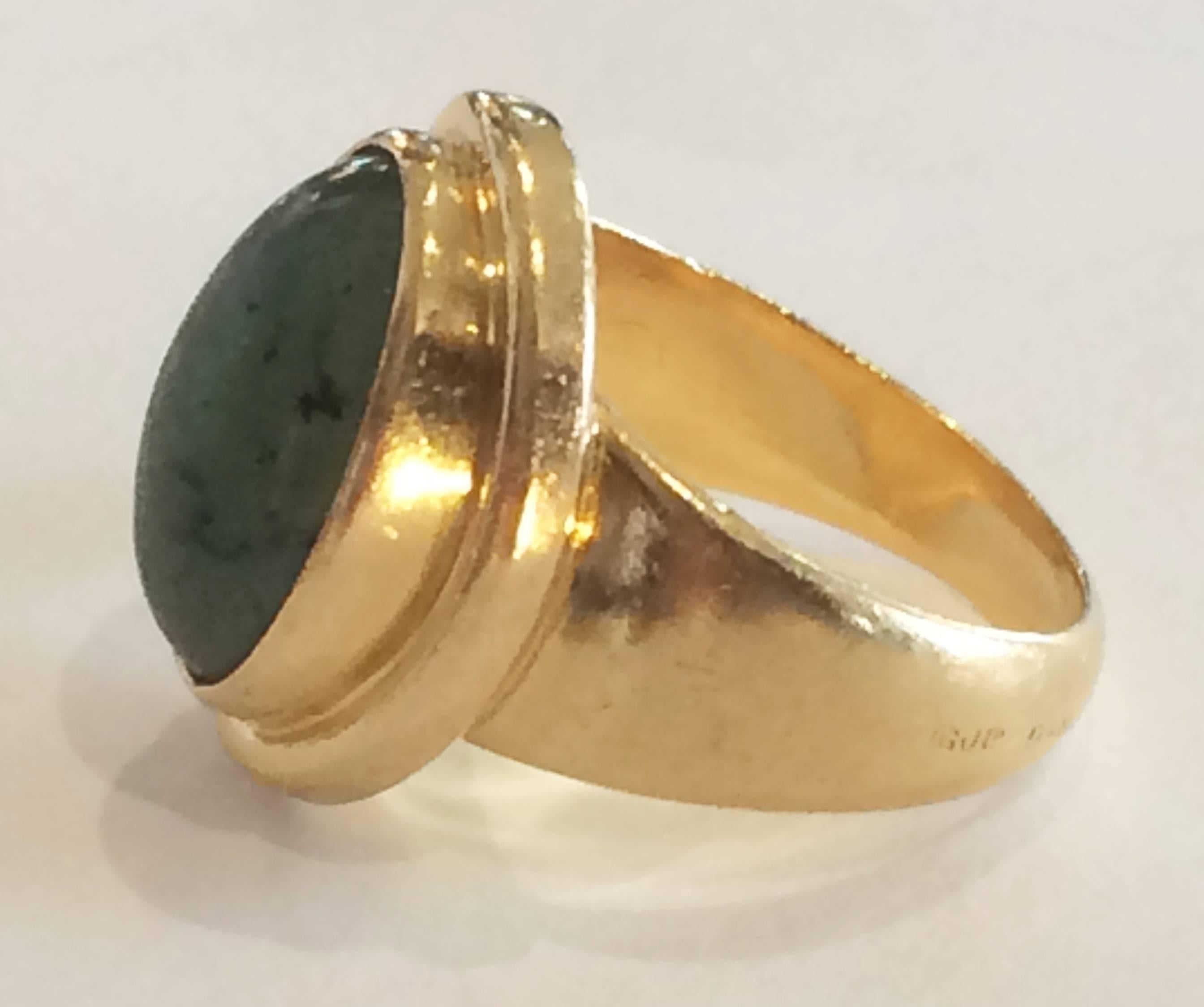 Georg Jensen 18k gold ring with jade cabochon by Harald Nielsen 1046B Design no. 2