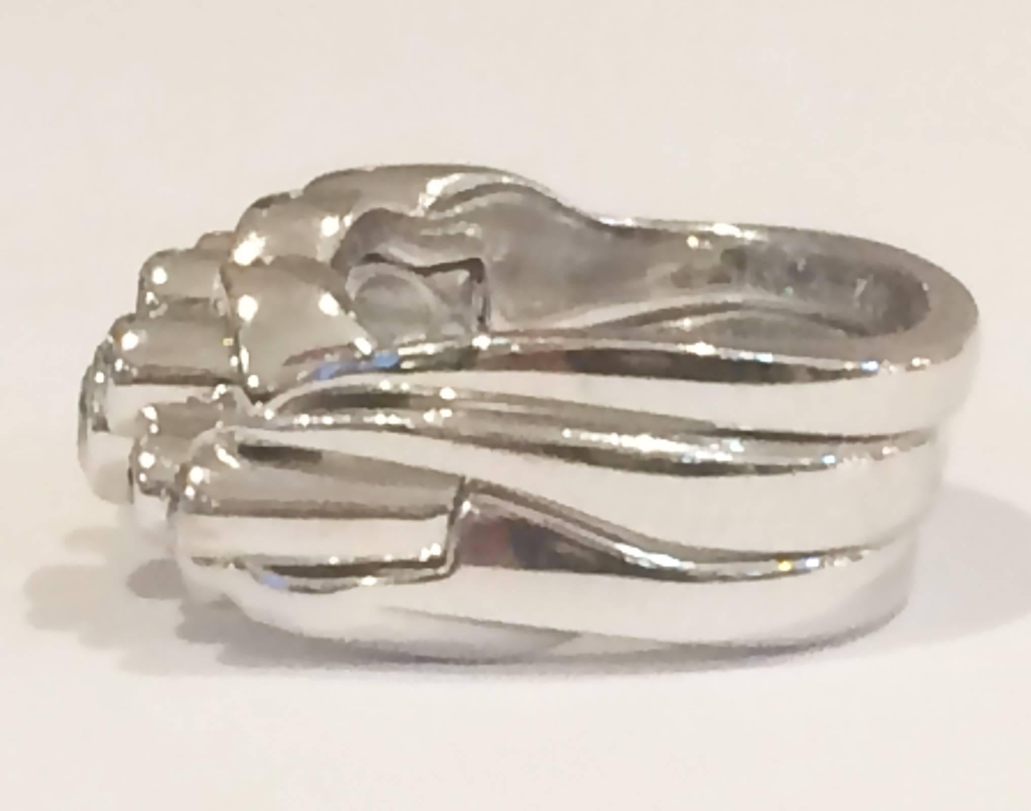 Georg Jensen Diamond and 18k white gold diamond engagement and wedding rings  In Excellent Condition In Daylesford, Victoria