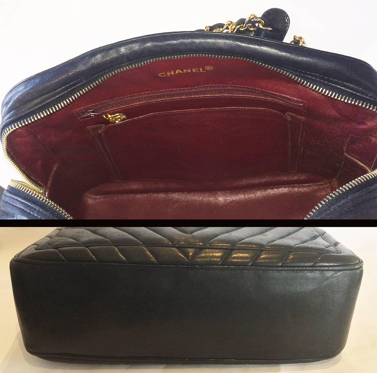 Authentic Chanel Black V Stitch Handbag Bag 2
