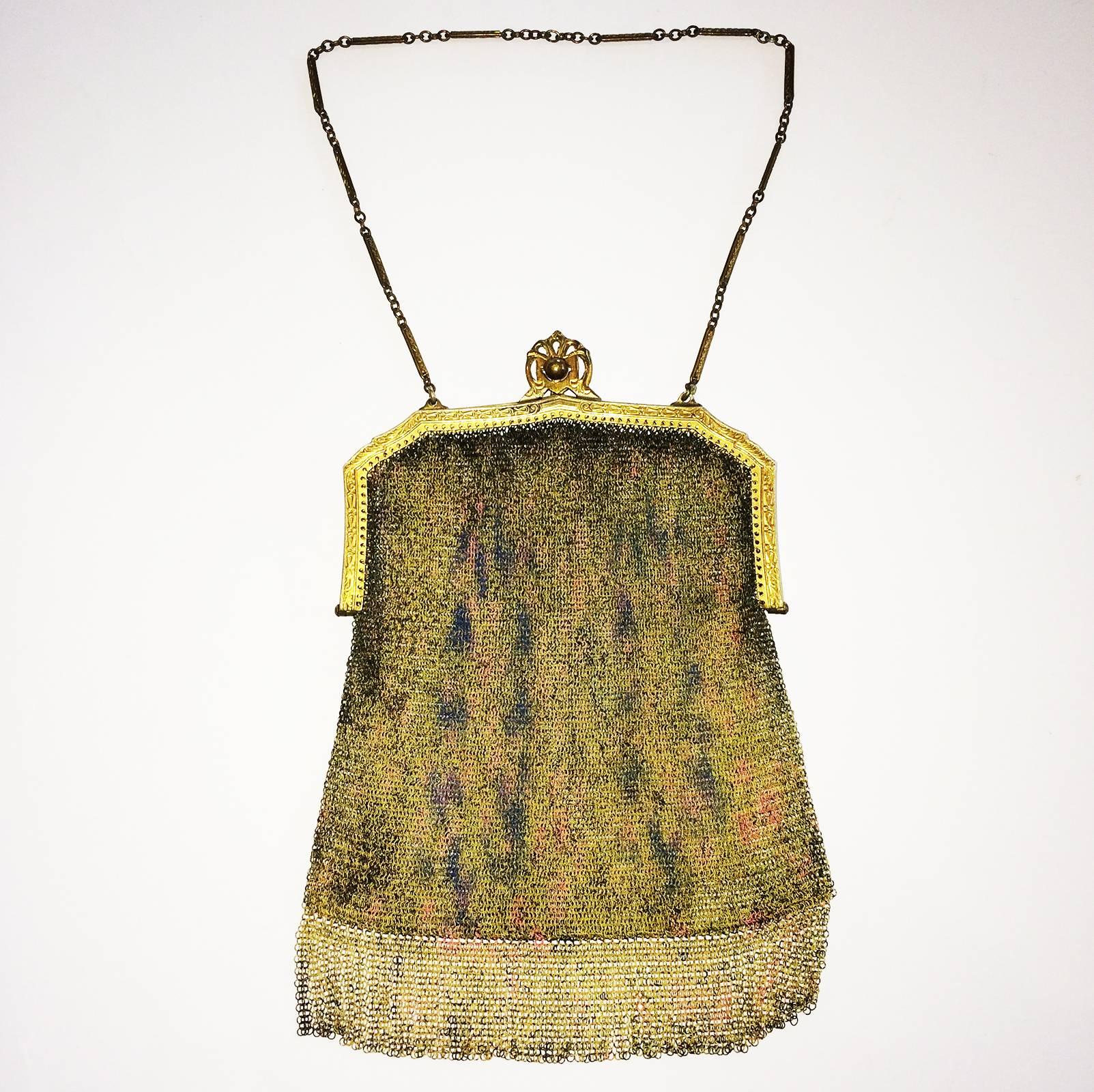Women's Art Deco Whiting and Davis watercolour mesh evening purse