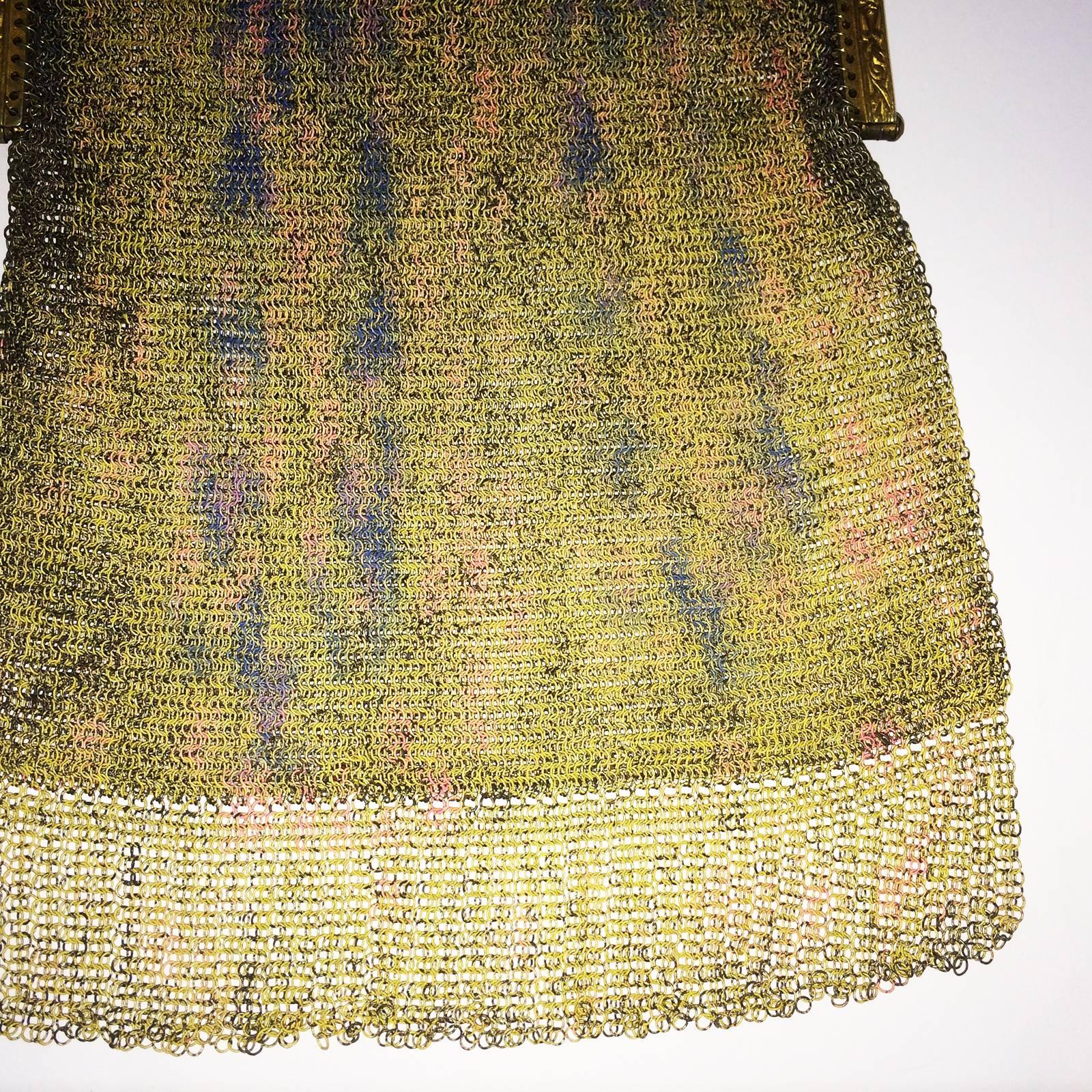 Art Deco Whiting and Davis watercolour mesh evening purse 2
