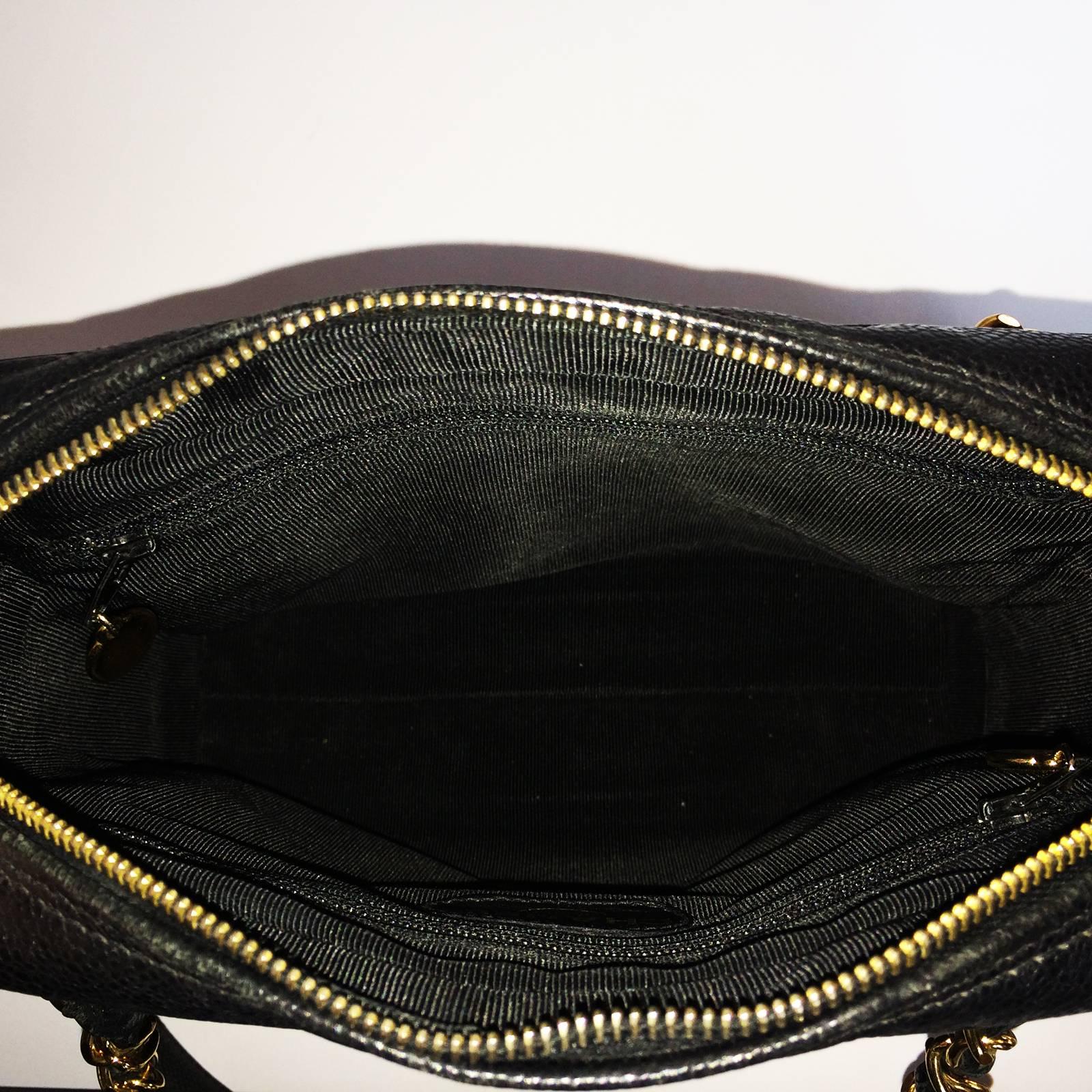 Chanel black caviar leather crossbody bag handbag 2