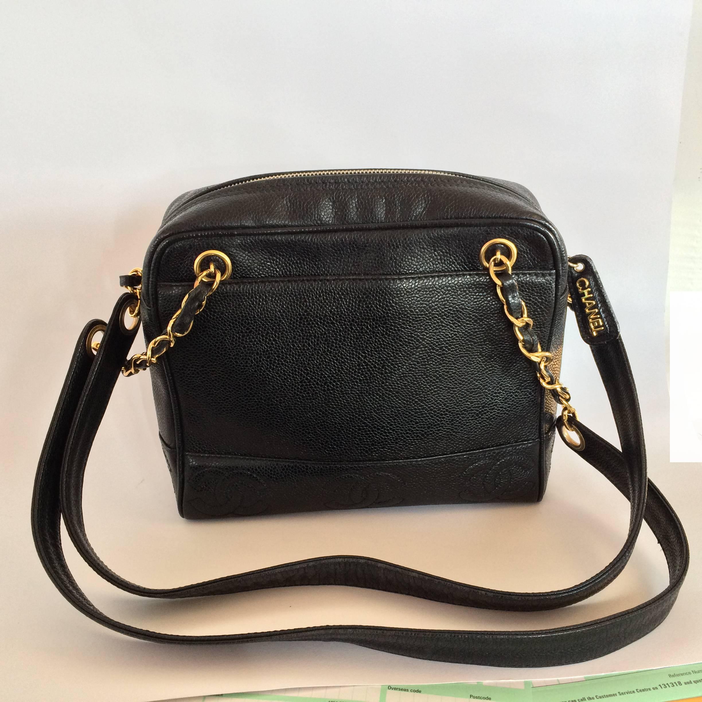 Chanel black caviar leather crossbody bag handbag 5