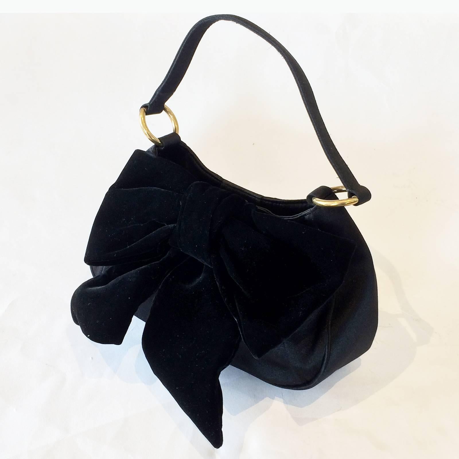 Handbag, petite size, in Black, all Silk, by 