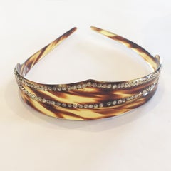 Art Deco Celluloid Flapper Tiara Headdress Headpiece inset with paste stones
