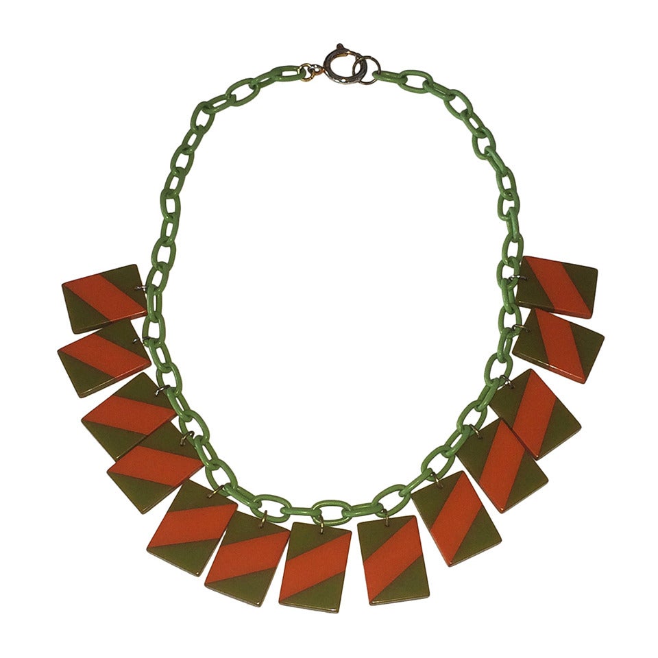 Rare Art Deco laminated bakelite and celluloid necklace