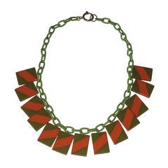 Rare Art Deco laminated bakelite and celluloid necklace