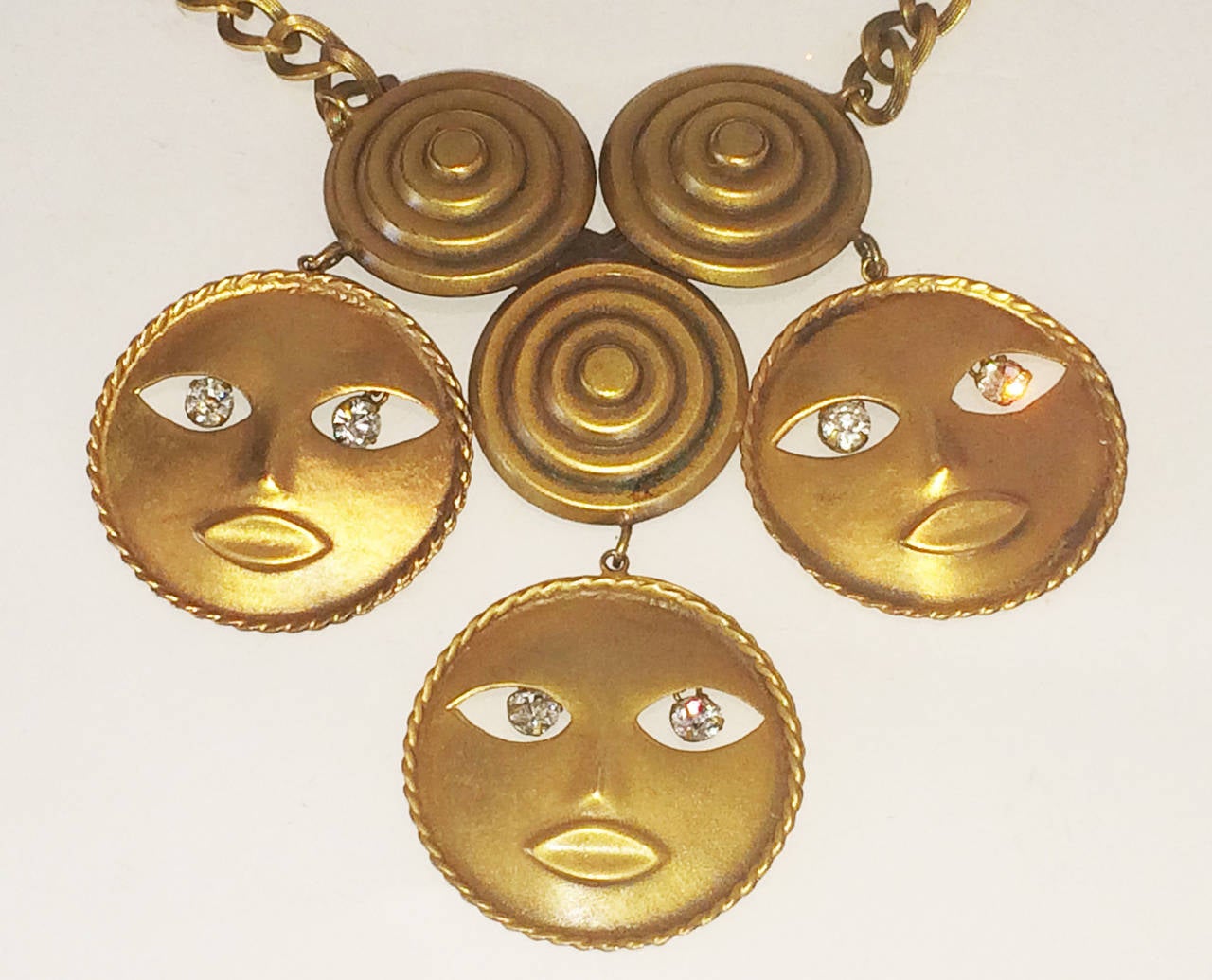 Art Deco Joseff of Hollywood Russian Gold Moon face necklace
