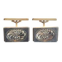 Retro Pair of Georg Jensen silver Cufflinks beautiful design by Henry Pilstrup no. 59A