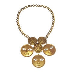 Joseff of Hollywood Russian Gold Moon face necklace