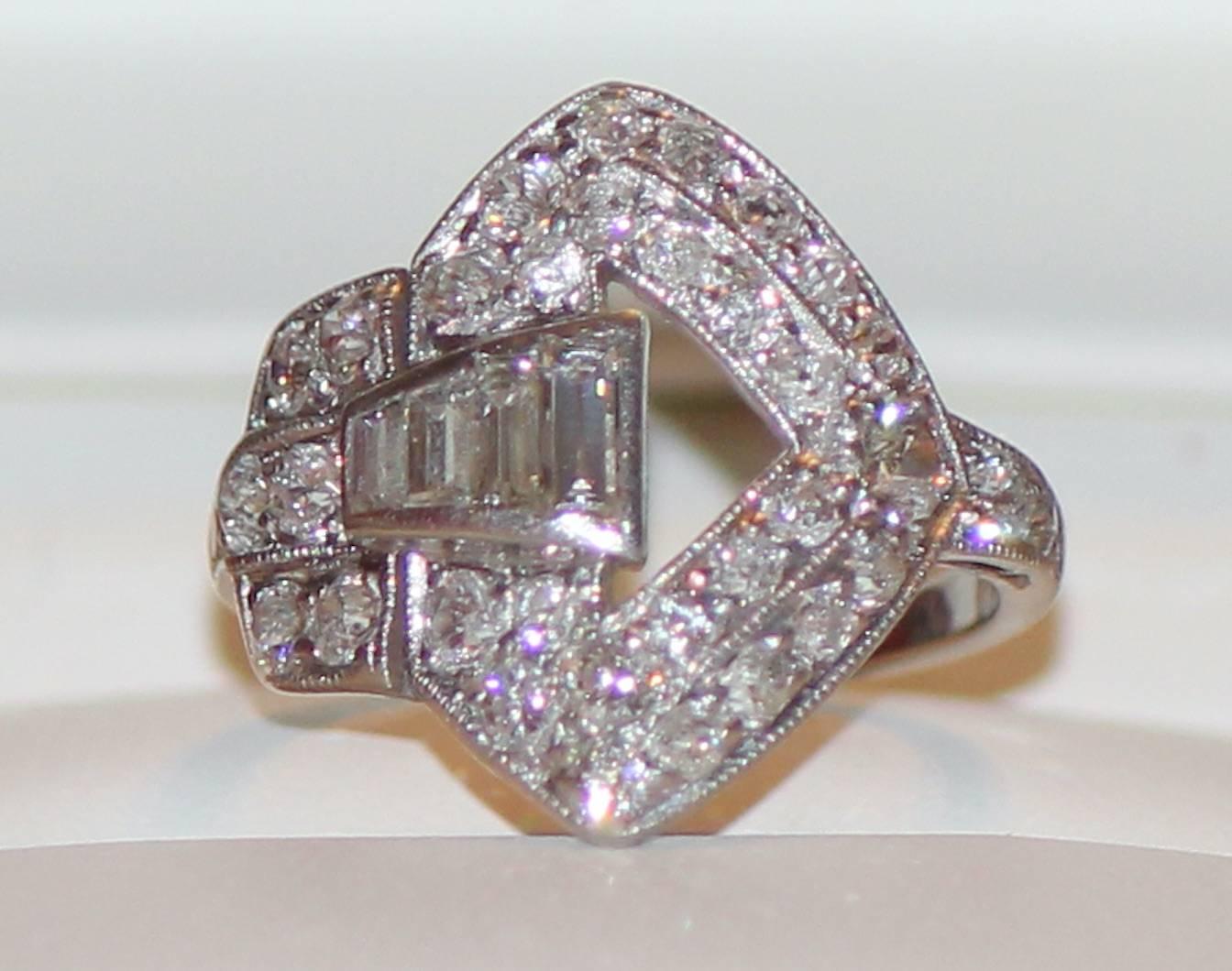 American Platinum Diamond Art Deco Ring c1920s by the Drosten Jewelery Company 6