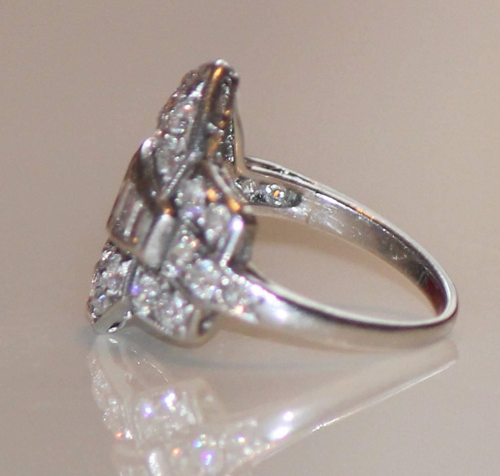 American Platinum Diamond Art Deco Ring c1920s by the Drosten Jewelery Company 1