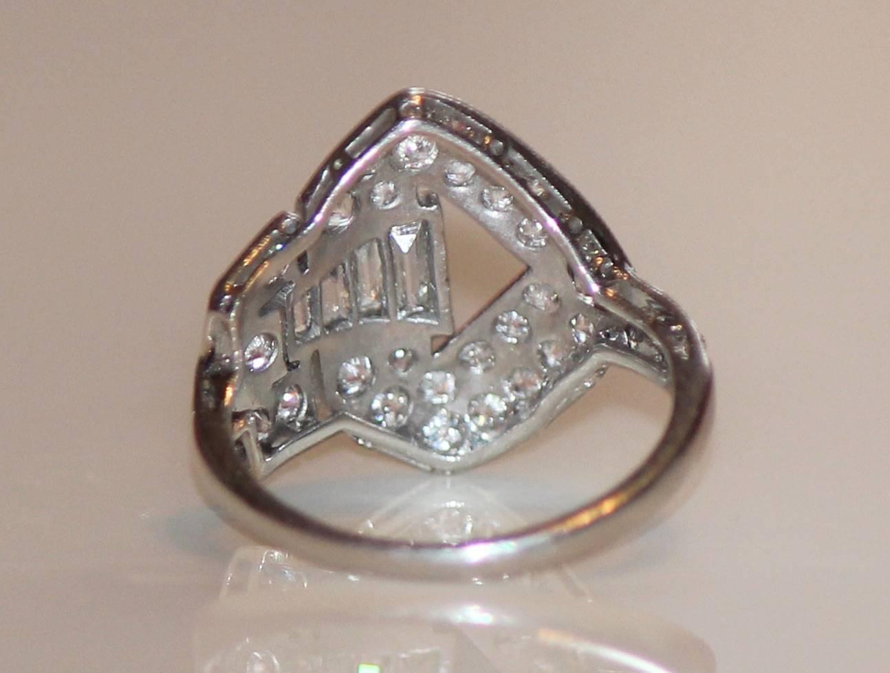 American Platinum Diamond Art Deco Ring c1920s by the Drosten Jewelery Company 2