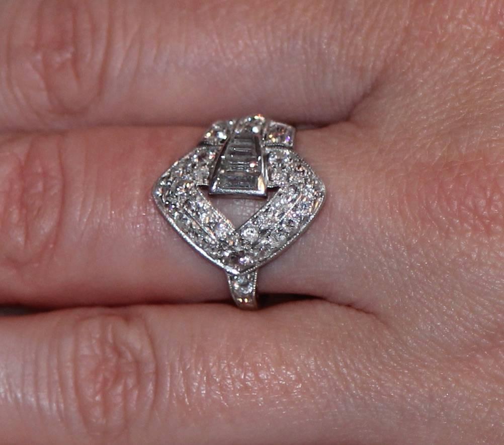 American Platinum Diamond Art Deco Ring c1920s by the Drosten Jewelery Company 3