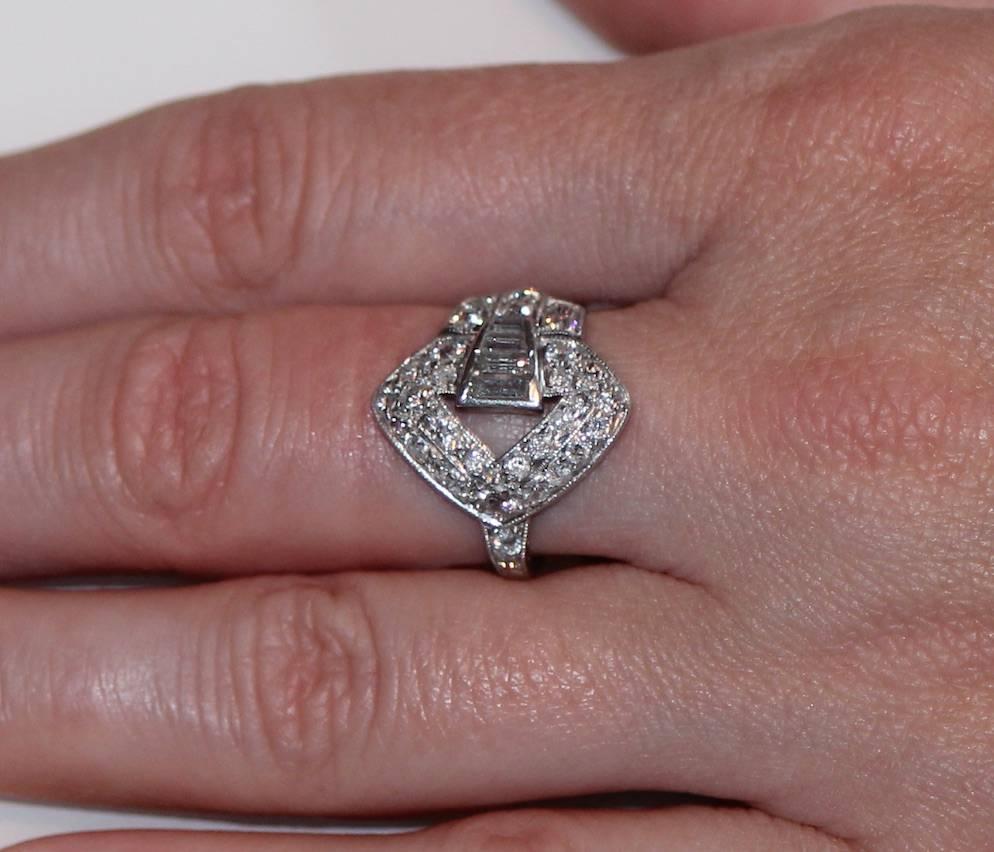 American Platinum Diamond Art Deco Ring c1920s by the Drosten Jewelery Company 5