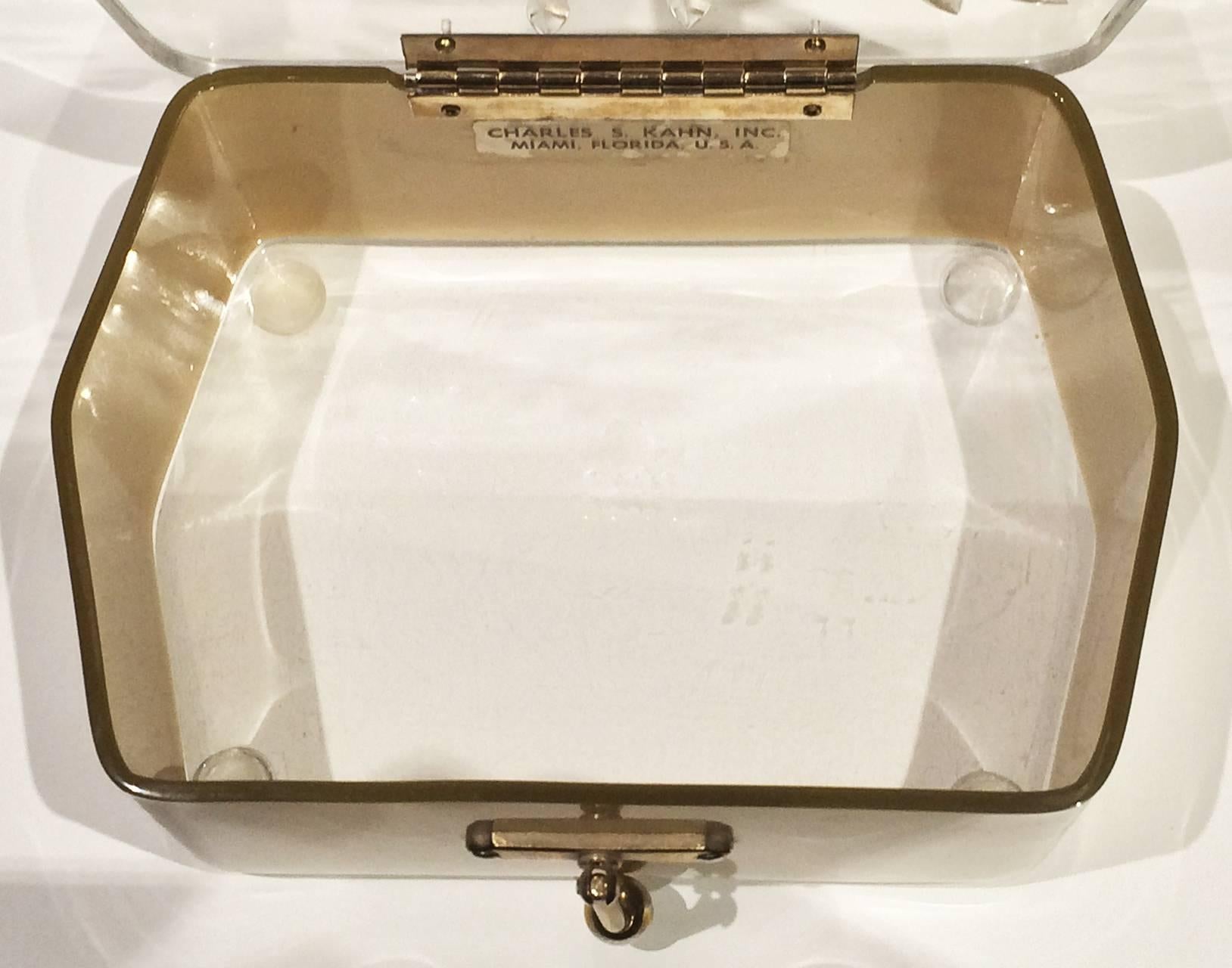 Brown Fabulous 1950s soft gold Lucite purse handbag by Charles Kahn