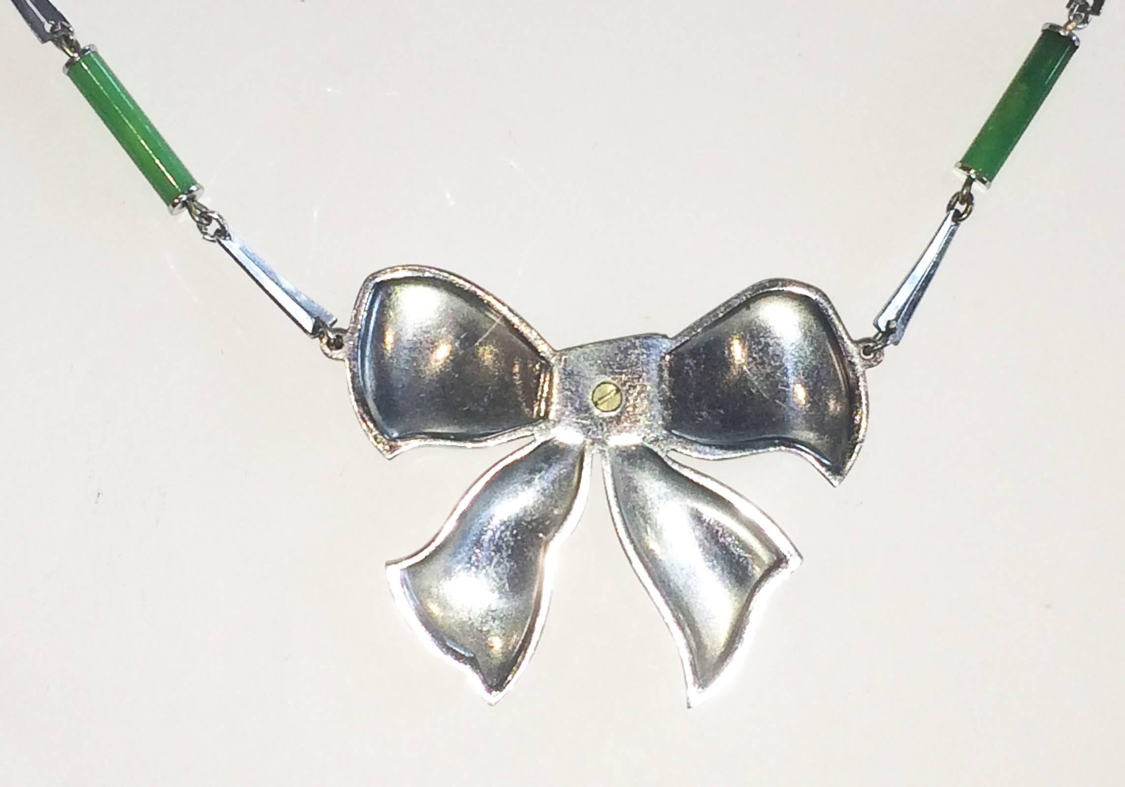 Art Deco Jakob Bengel chrome and bakelite bow necklace In Excellent Condition In Daylesford, Victoria