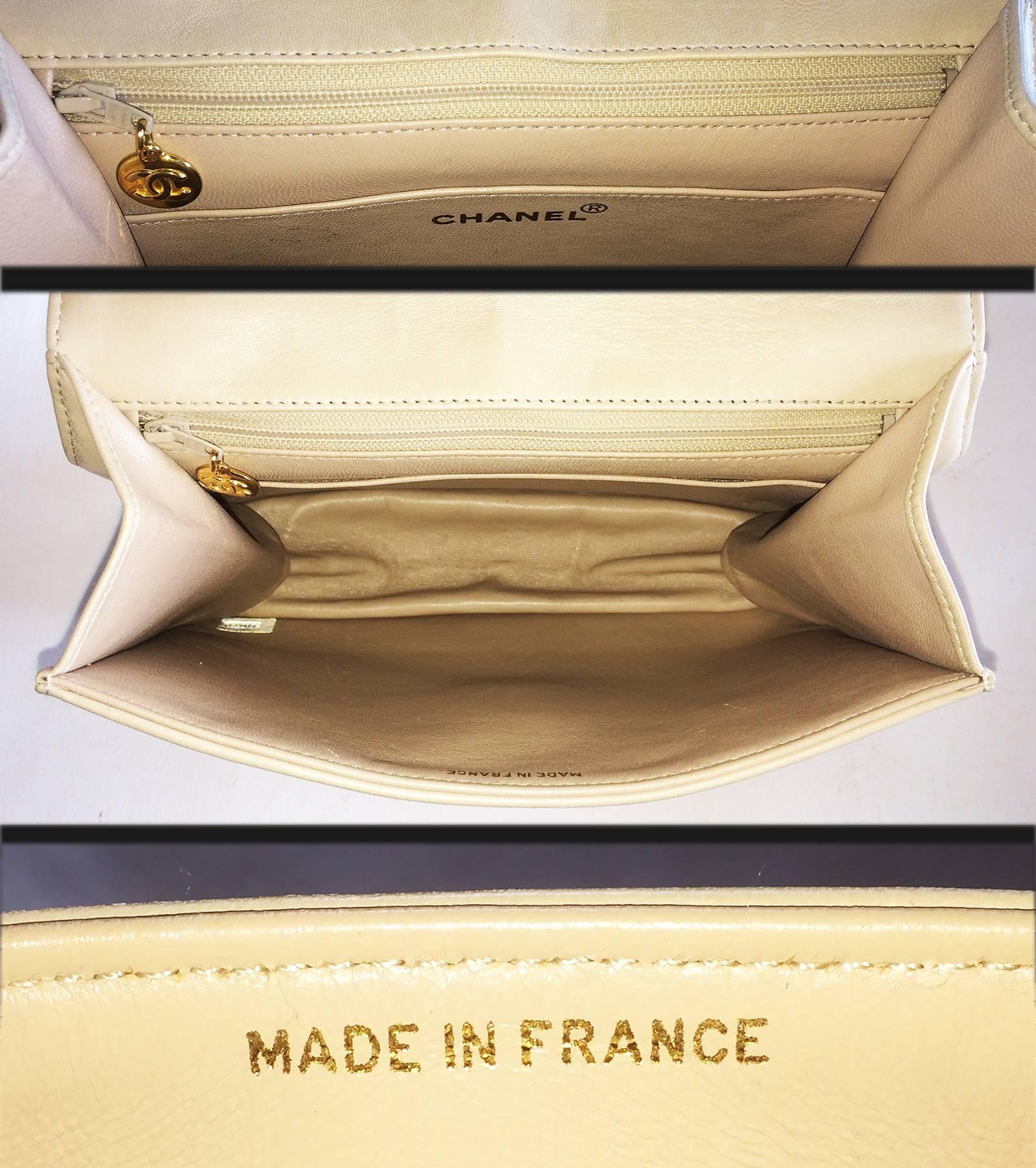 Chanel Beige Leather Cross Body bag handbag purse 1
