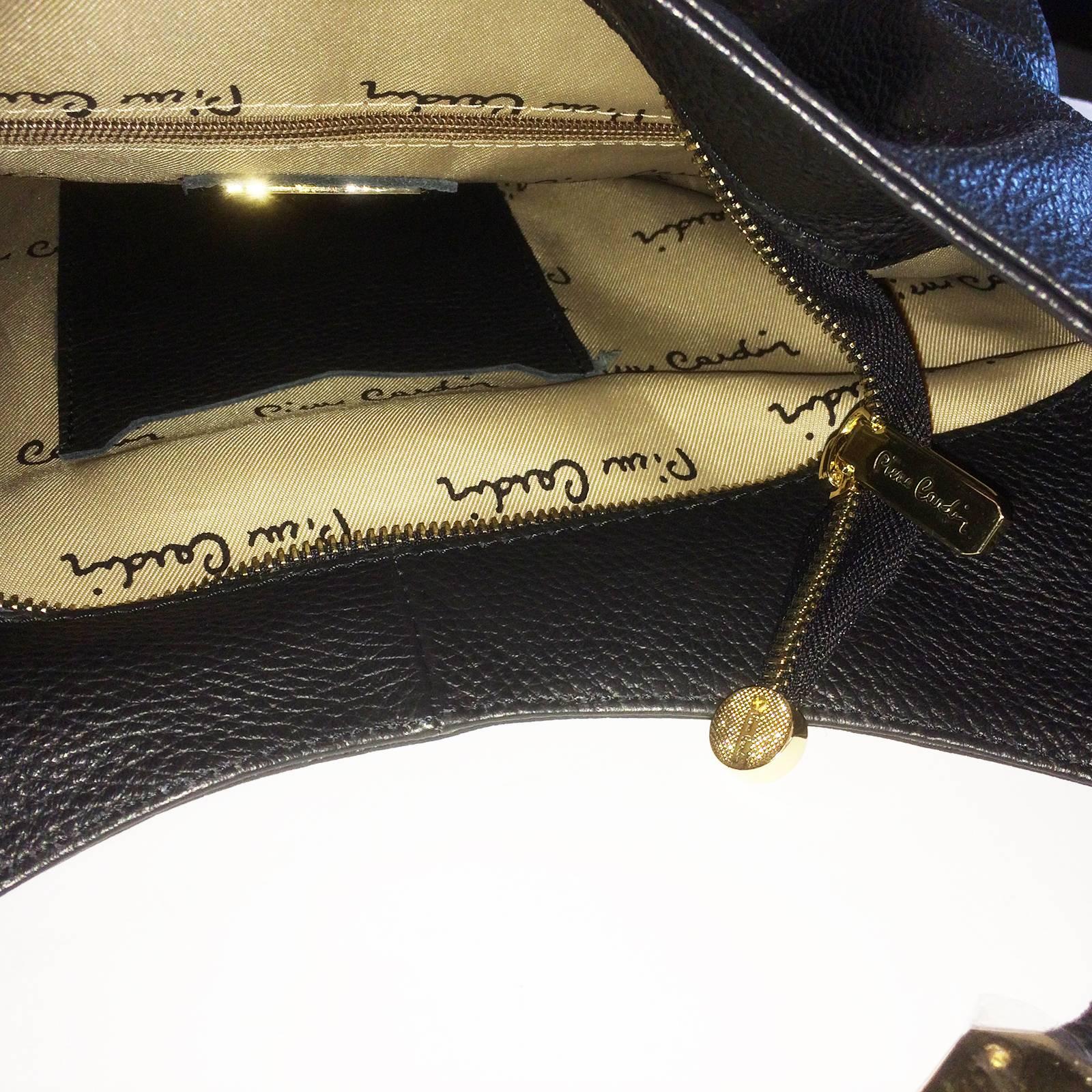 Pierre Cardin New black leather hobo bag handbag 1
