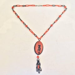 Rare Art Deco Celluloid and Bakelite cat and the moon necklace