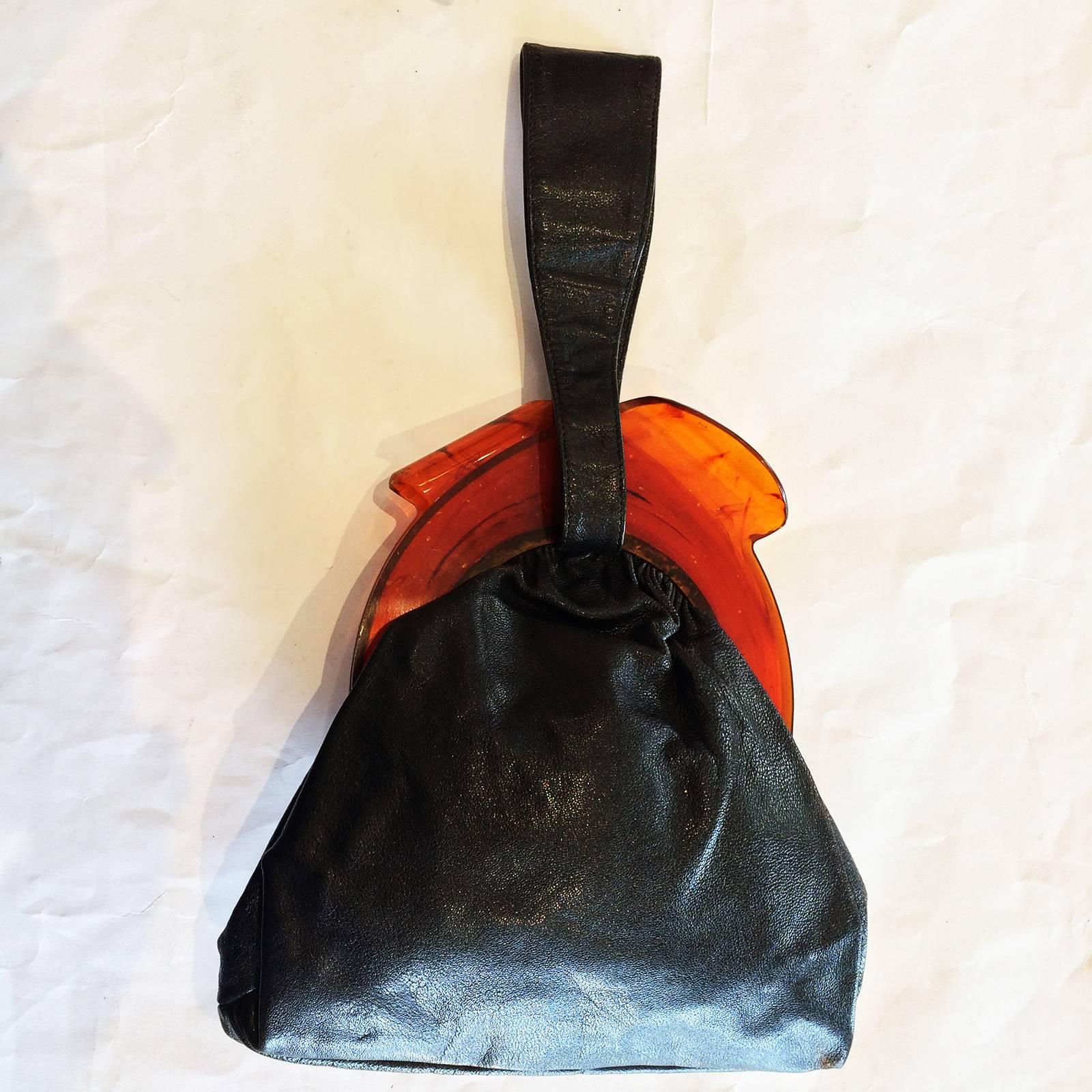Women's Art Deco handbag purse with huge bakelite clasp