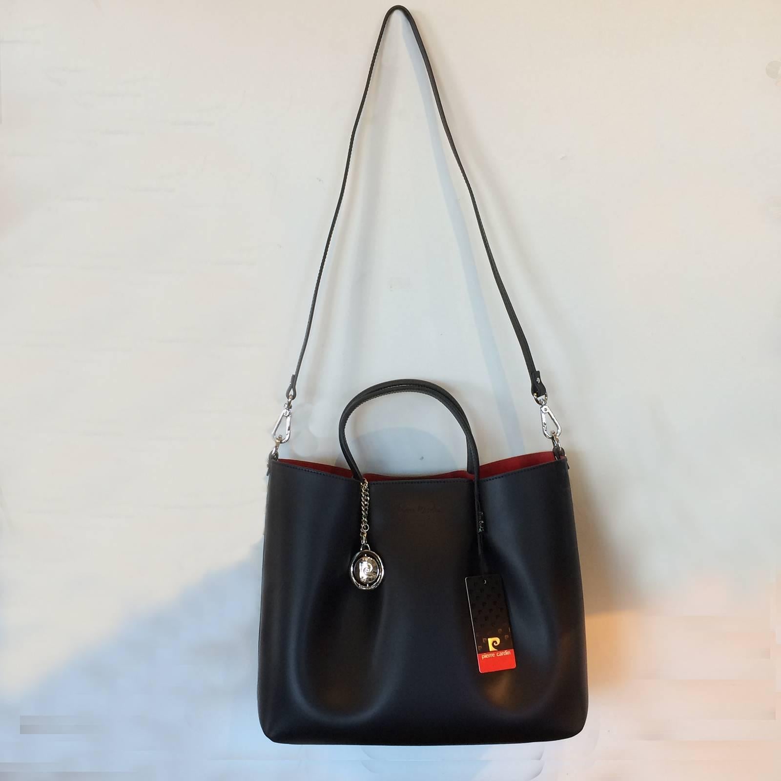 Pierre Cardin New black leather handbag with internal removable envelope 1