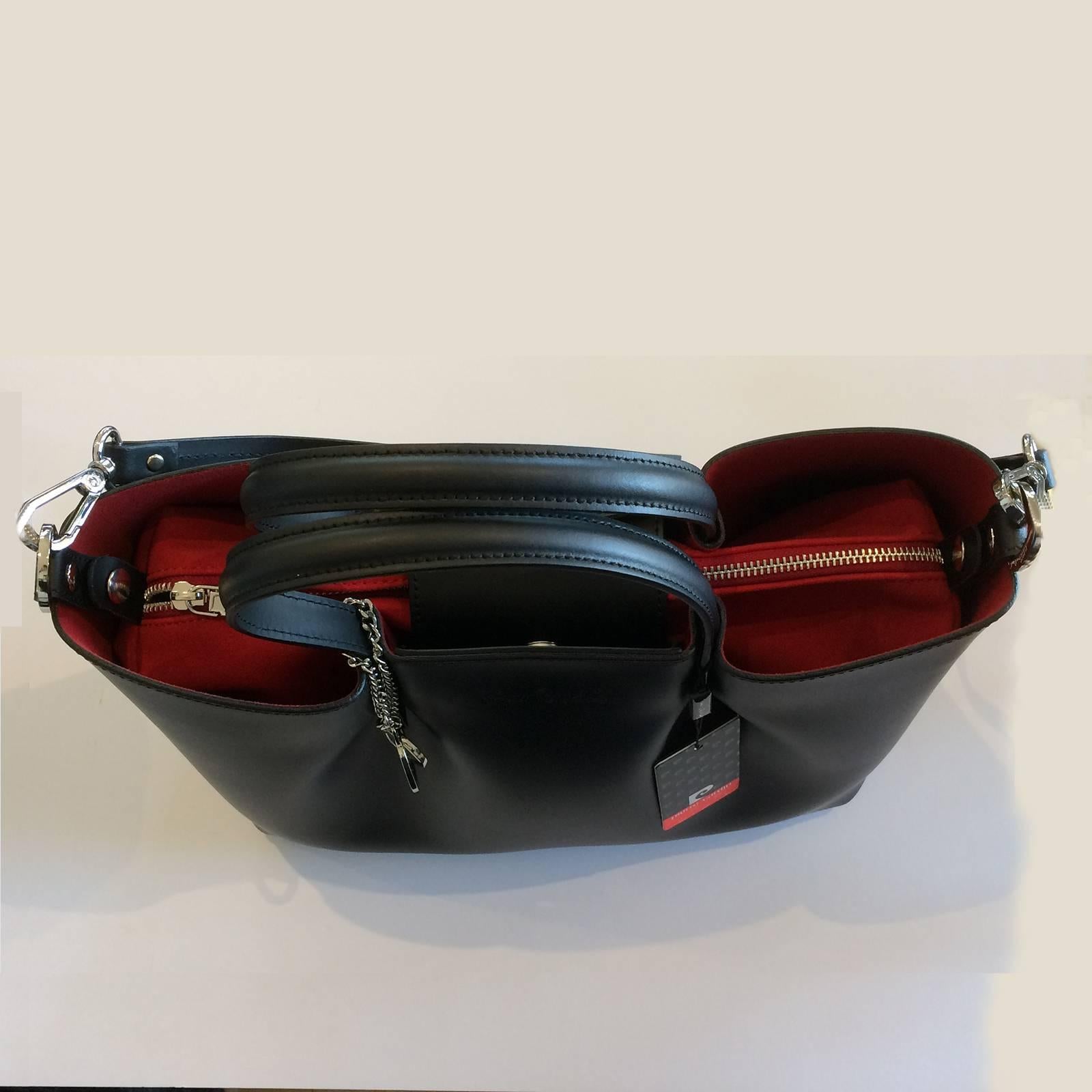 Pierre Cardin New black leather handbag with internal removable envelope 3
