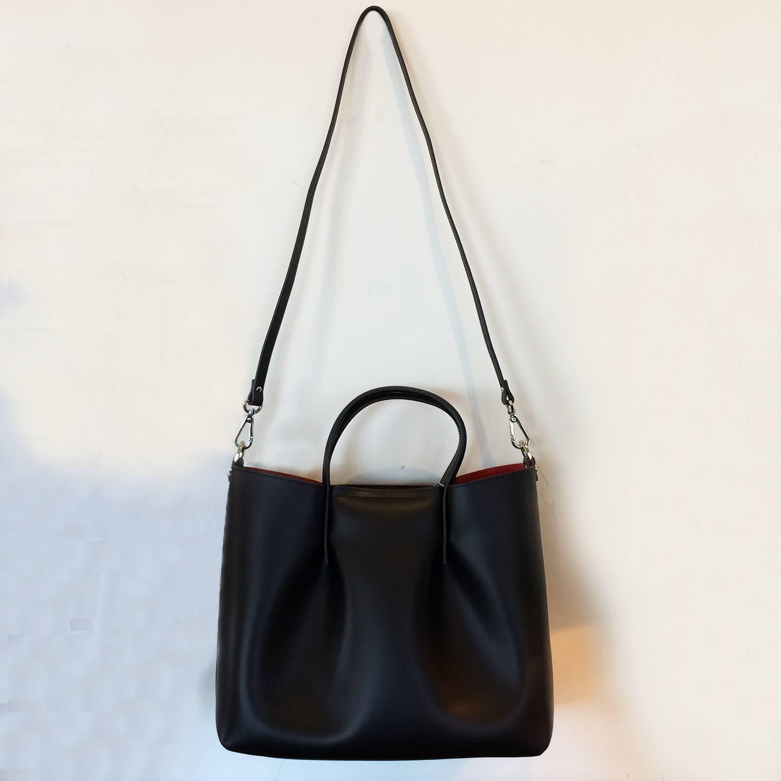 Pierre Cardin New black leather handbag with internal removable envelope 4