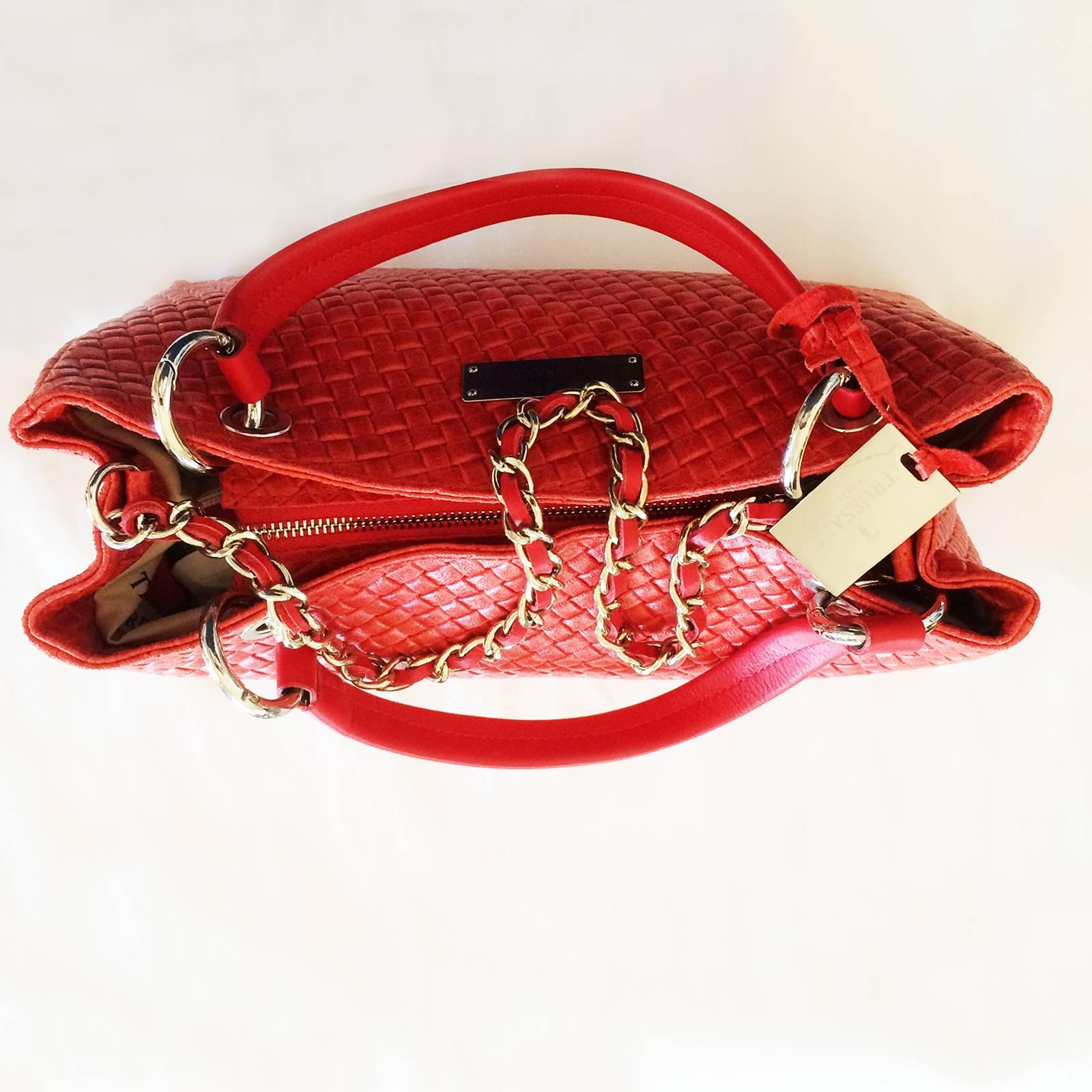 Trussardi Red Leather handbag or shoulder bag 1