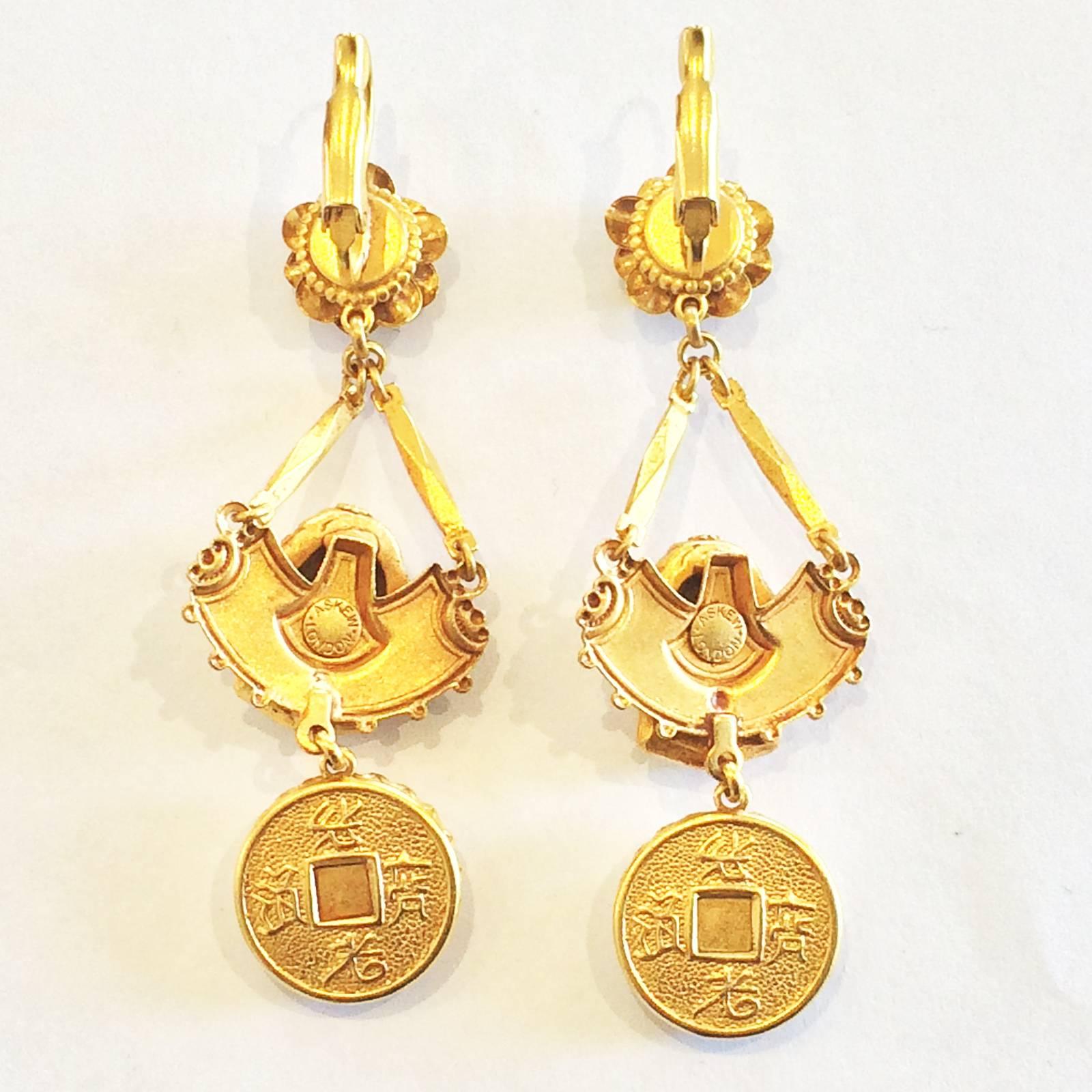 Askew of London Buddha and flower earrings In New Condition In Daylesford, Victoria
