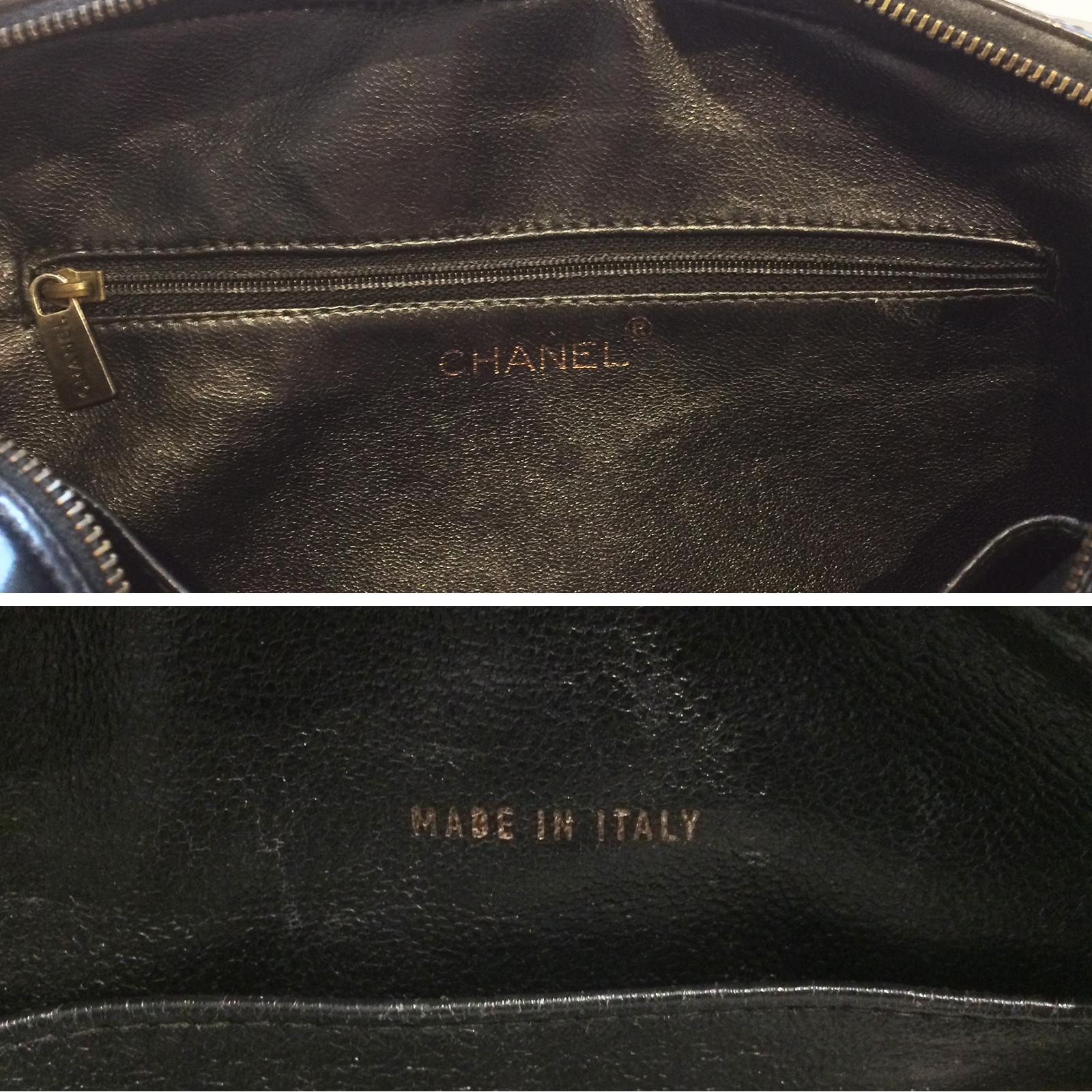 Chanel Vintage Black Enamel Patent Leather Shoulder bag handbag 1