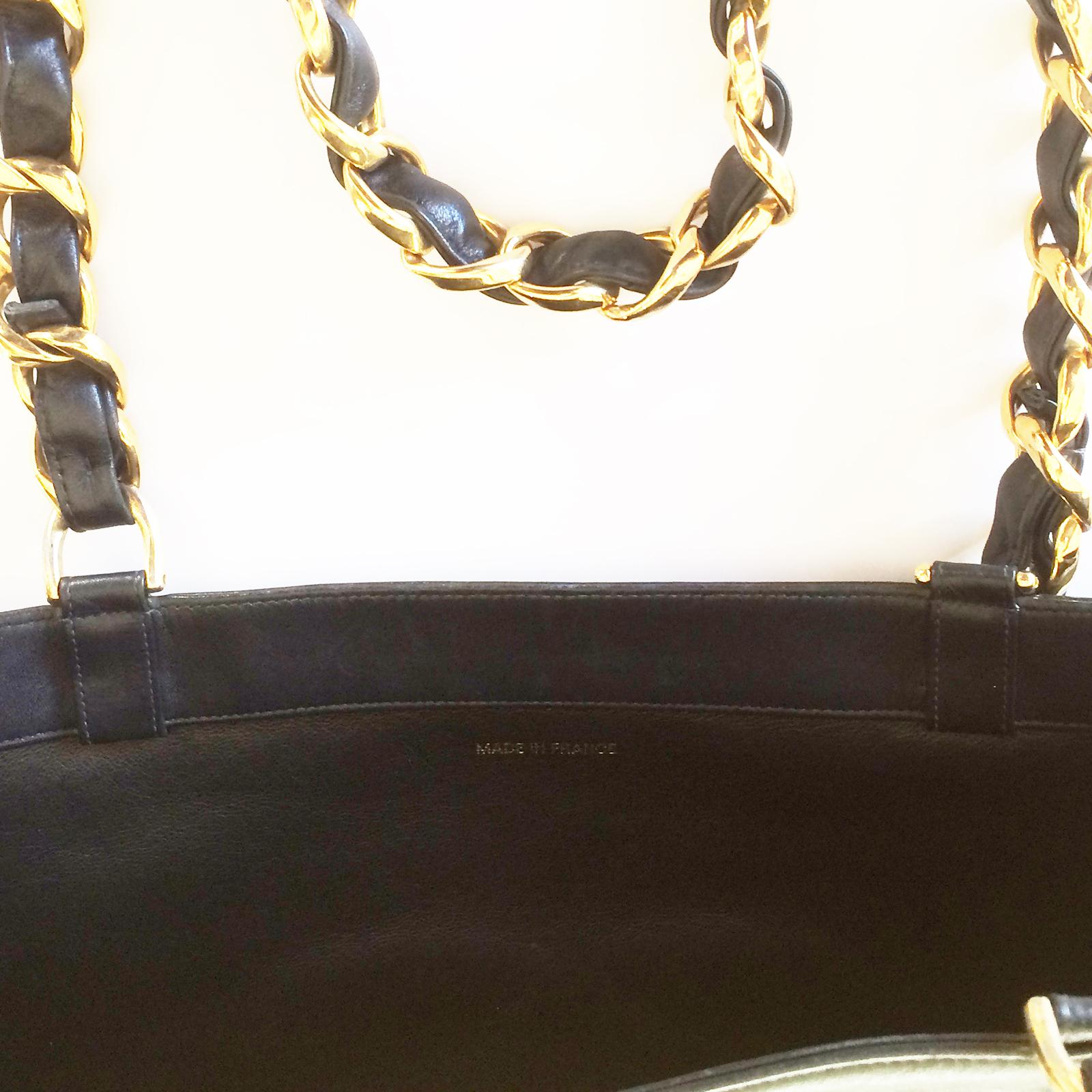 Chanel Vintage Large Black Shopper Handbag Bag  1