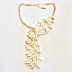 Oscar De La Renta Cascading Pearl and diamante necklace