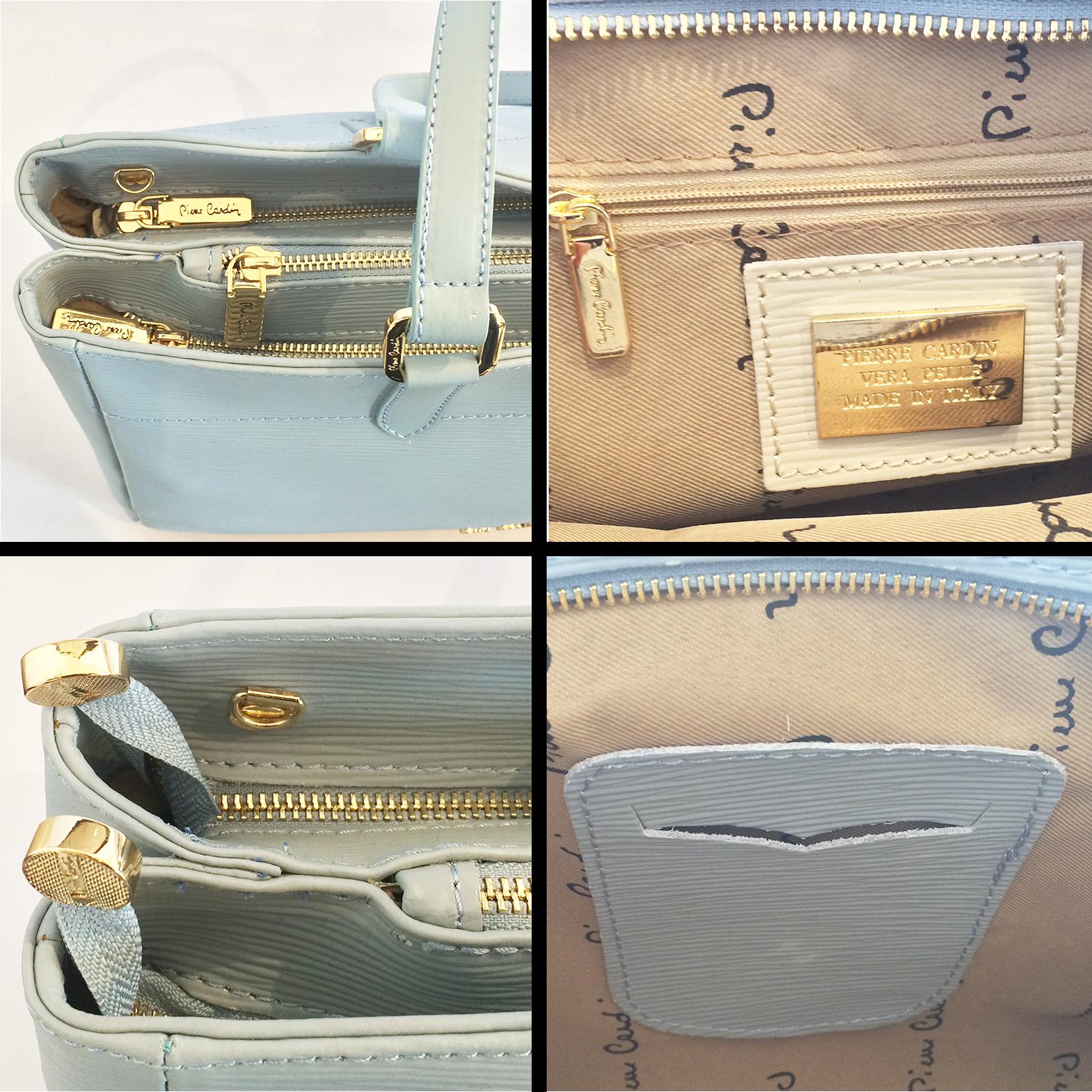 Women's Pierre Cardin Pale Baby Blue Leather handbag bag 