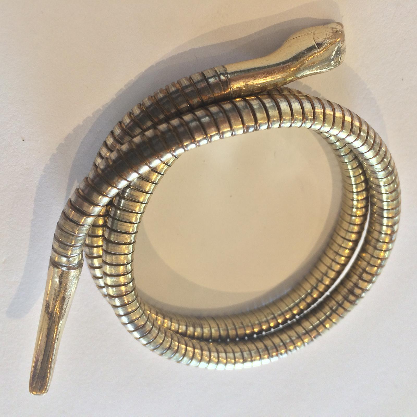 Art Deco 9ct gold snake serpent bangle bracelet im Zustand „Gut“ in Daylesford, Victoria