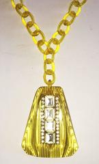 Art Deco Applejuice bakelite and baguette rhinestone pendant