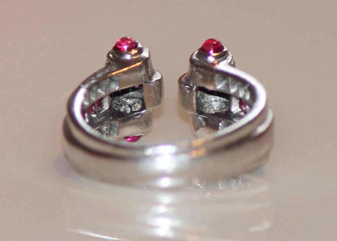 Women's Rare Art Deco Platinum Diamond and Ruby Ring