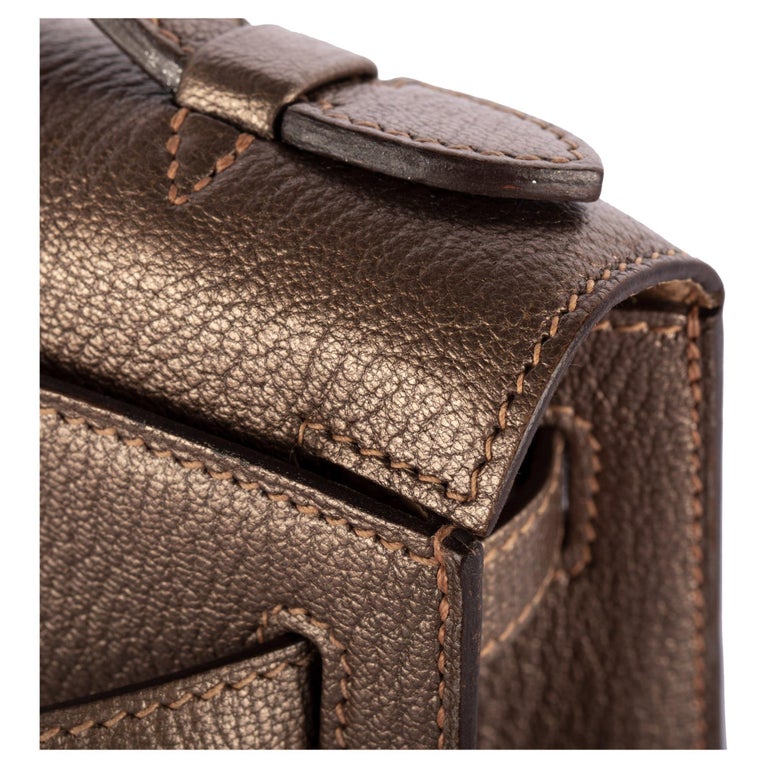 Hermes Mini Kelly Pochette Epsom Leather Etain Color GHW at 1stDibs