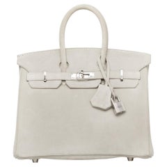 Hermès Birkin 25cm Gris Perle Doblis Wildleder Palladium Hardware
