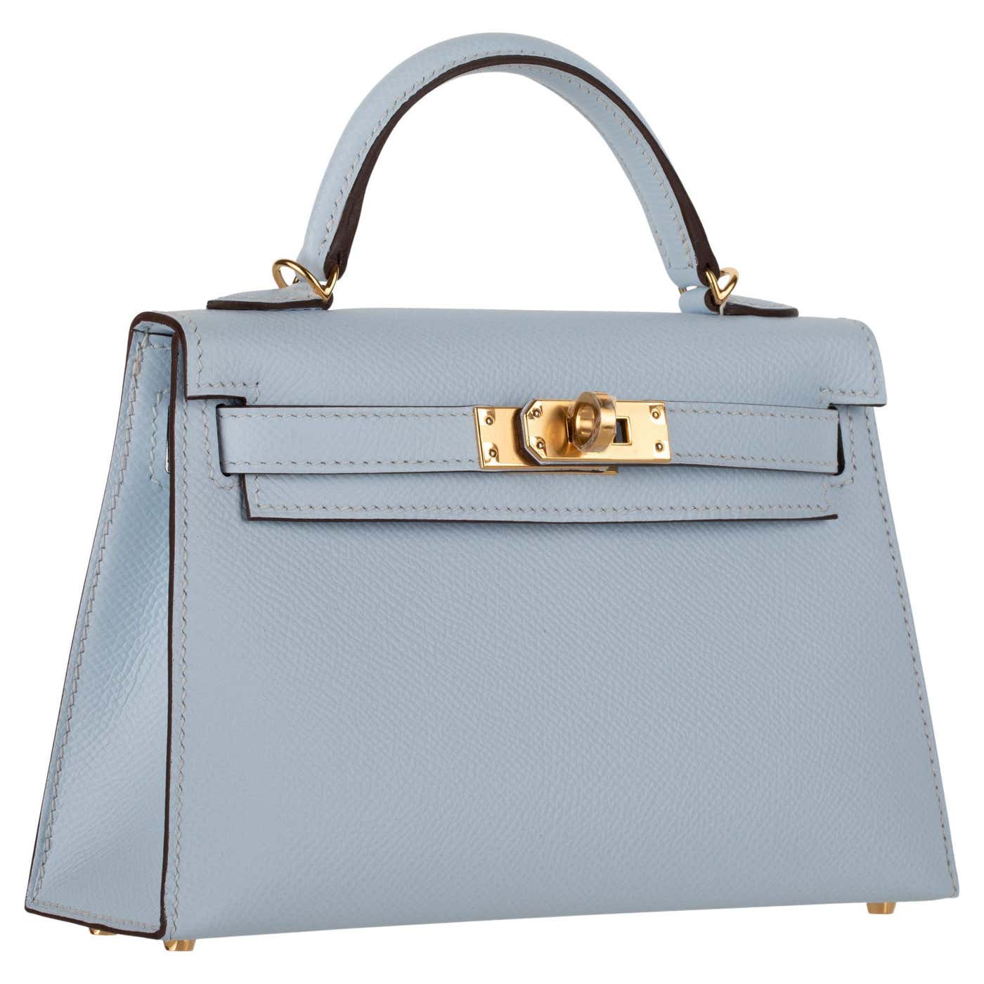 Hermès Mini Kelly II Blue Brume Epsom Leather Gold Hardware at 1stDibs ...