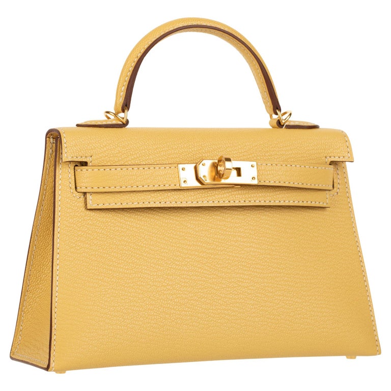 Hermès Mini Kelly II Foin Chevre Leather Gold Hardware For Sale at