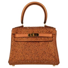 Hermès Kelly 20cm Personalizado Cobre Metálico y Cristal Swarovski Herraje Dorado