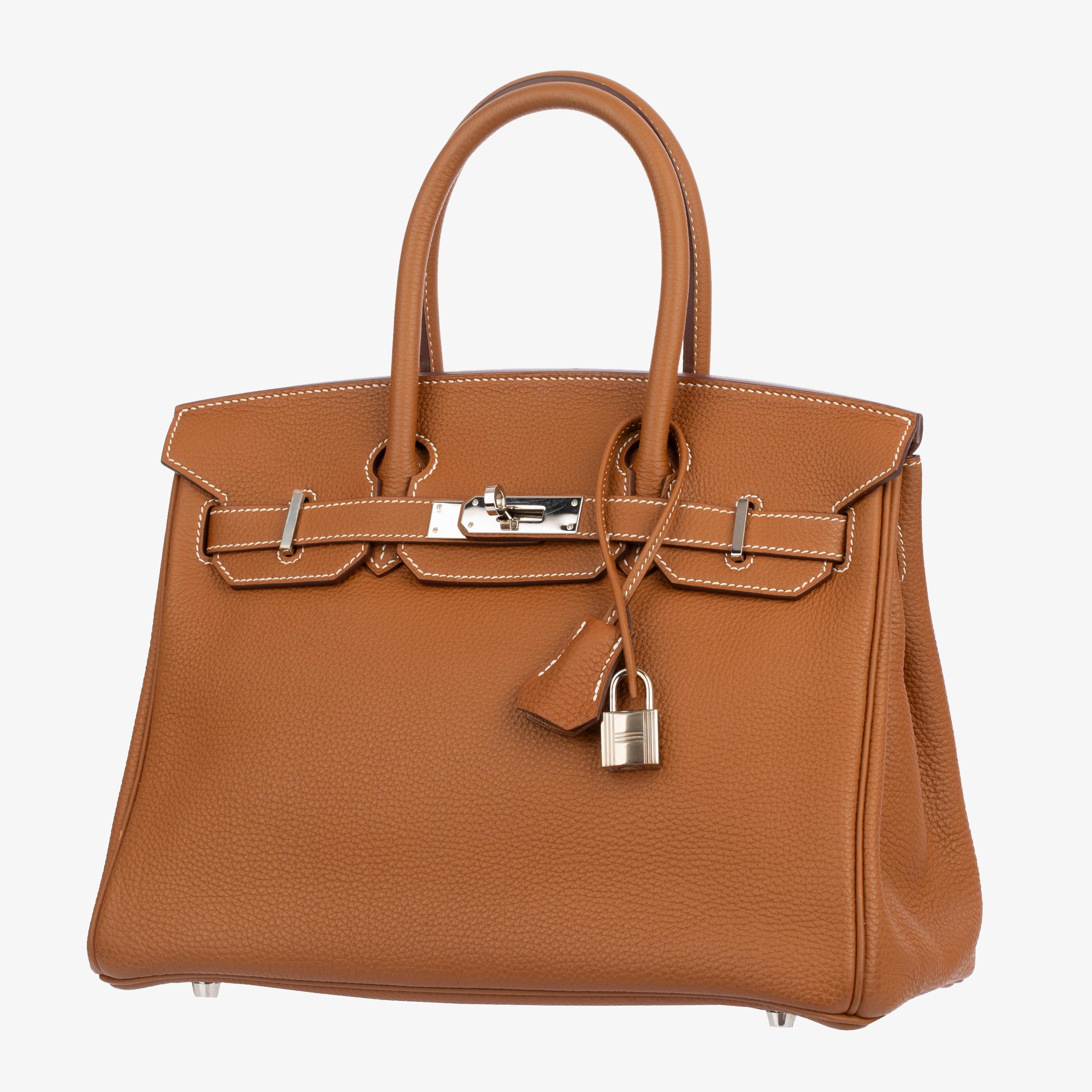 Hermes Birkin 30cm Gold Togo Leder Palladium Hardware (Braun) im Angebot