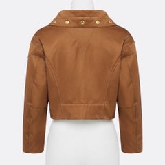 Prada 2000s Vintage Brown Tobacco Cotton Cropped Jacket, Size 40 IT