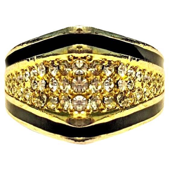 Bague en émail et cristal de Christian Dior des années 1980