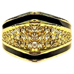 Anillo Cúspide de Cristal Esmaltado Christian Dior Años 80