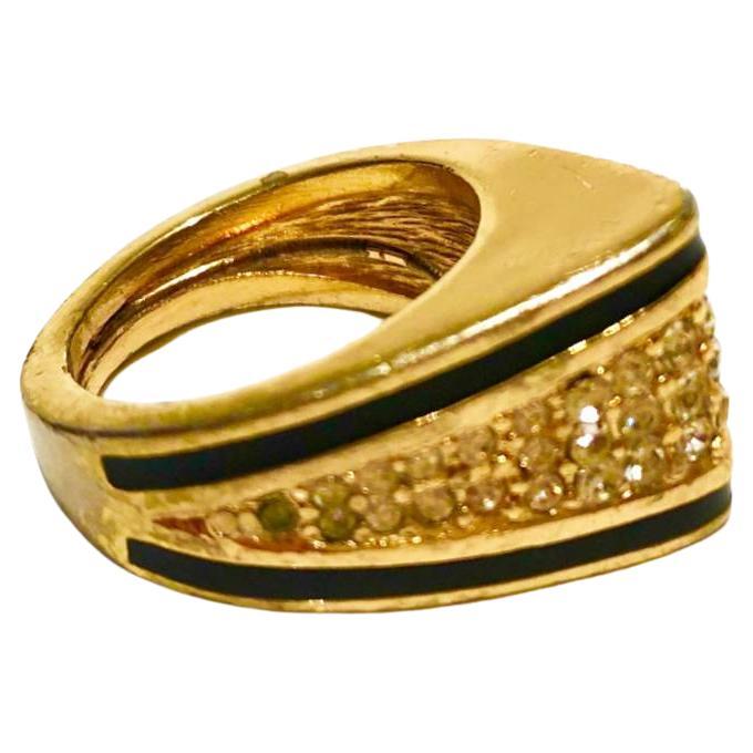 1980s Christian Dior Enamel Crystal Cusp Ring