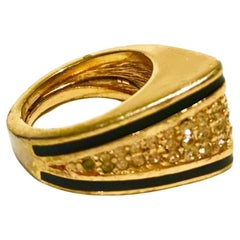 1980s Christian Dior Enamel Crystal Cusp Ring