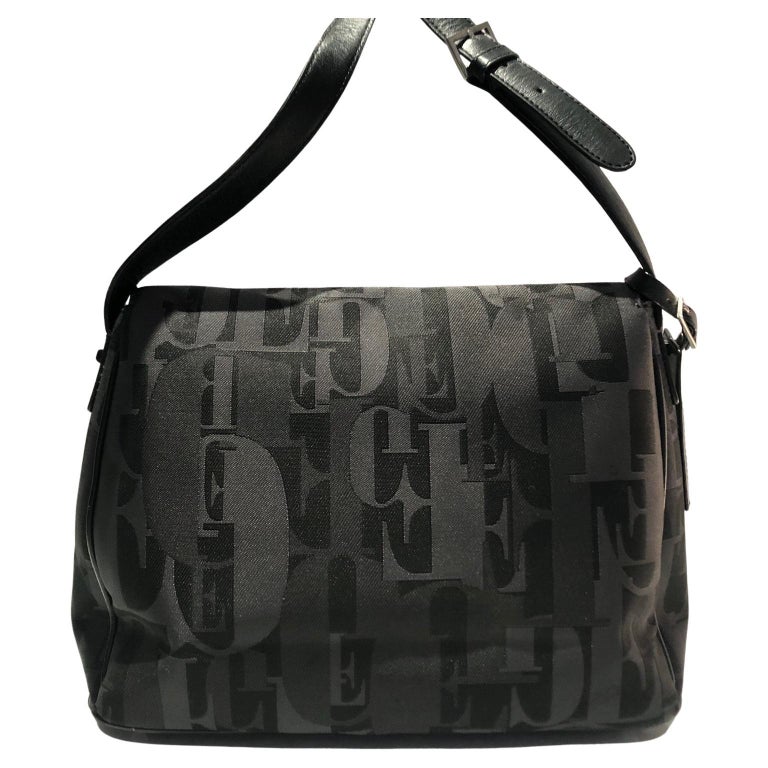 Gianfranco Ferré 1990s Vintage Black Logo Print Crossbody Shoulder 