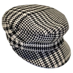 1990s Gianni Versace Black and White Houndstooth Flat Cap